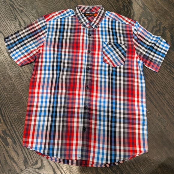Like New Ben Sherman Red Blue Black White Checked Shirt size 10-11 - Picture 1 of 3